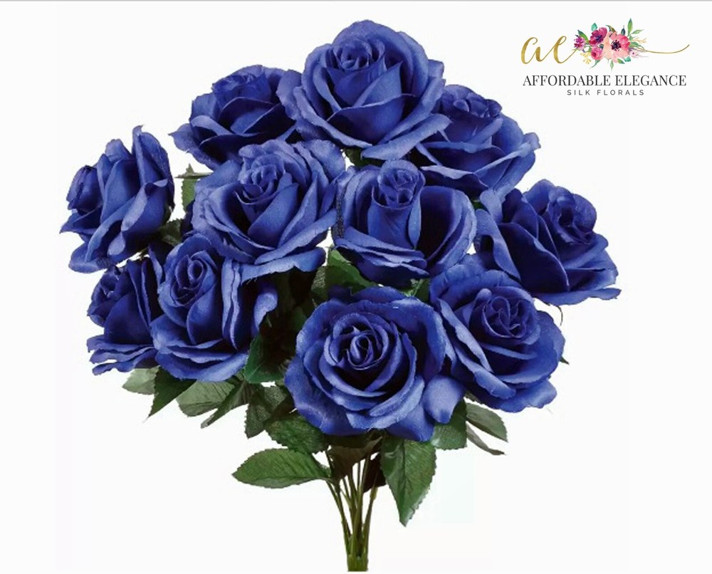 12 Artificial 4″ Open Roses Silk Flowers Wedding Bouquets Centerpieces Fake Faux