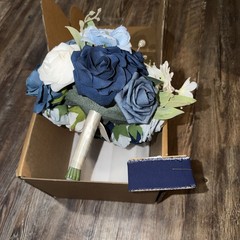 Ling’s Moment 9″ Wedding Navy Blue Bouquet for Bride, Bridesmaid’s Bouquet-A6