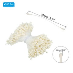 PATIKIL 2mm Double Heads Flower Stamen, 700 Pcs Artificial Cream