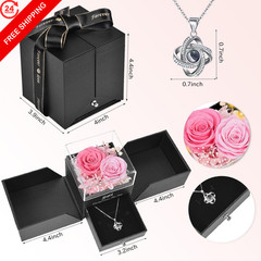 Preserved Pink Real Rose with I Love You in 100 Languages 4.33 inches,
