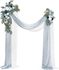 Beautiful Dusty Blue and Navy Artificial Flower Arch Kit – 4-Piece Durable Decor