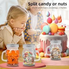 2 Pcs Skull 4 oz Mini Mason Jar Mugs Mason Jar Mugs with Handles and Lids