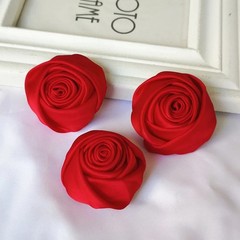 5pcs Satin Ribbon Rose Flowers DIY Wedding Bridal Bouquet Dress Decor