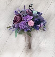 Purple Bridal Bouquet Sage Green Plum Lavender Sola Wood Flower Navy Bridesmaid