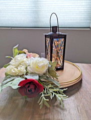 Centerpiece, Aisle, Wall Decor – Gold Floral Hoop Wreath Burgundy, Blush, Cream