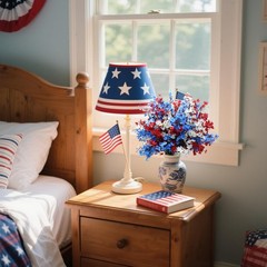 DoubleWood 4 of July Decor Artificial Flowers Indoor, 10PCS Red White and Blu…