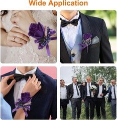 uxcell Wrist Corsage and Boutonnieres Set Handmade Corsages for Wedding, Deep