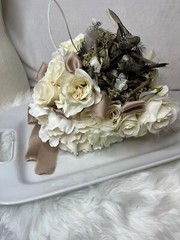 Wedding Bouquet Unique Bridal bouquet W/Birds Nest 🪺 Roses, Satin