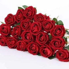 Pcs Artificial Roses Bulk Velvet Silk Red Rose Roses for Wedding 60 Burgundy