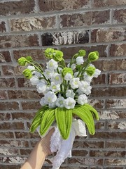 Handmade Pipecleaner Wedding Bouquet & Buttonhole – Lily of the Valley Set
