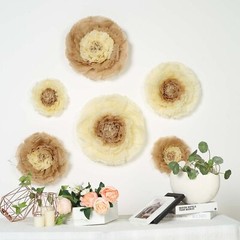 24 pack 12″ 16″ 20″ Natural and Taupe Tissue Paper Carnation Flowers Backdrop