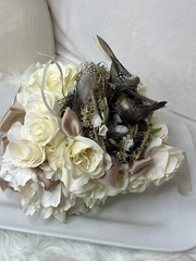 Wedding Bouquet Unique Bridal bouquet W/Birds Nest 🪺 Roses, Satin