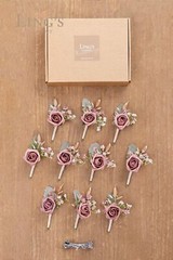 Ling’s Moment Boutonniere for Men, 10pcs Groomsmen Guest Boutonniere, Artific…