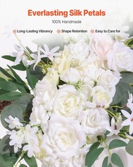 2pcs Premium Silk Flower Clusters & 1pc 21ft Sheer Wedding Arch Drape