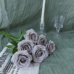 Artificial Rose Flower Rose Flowers with Long Stem Silk Roses 12pcs Grey
