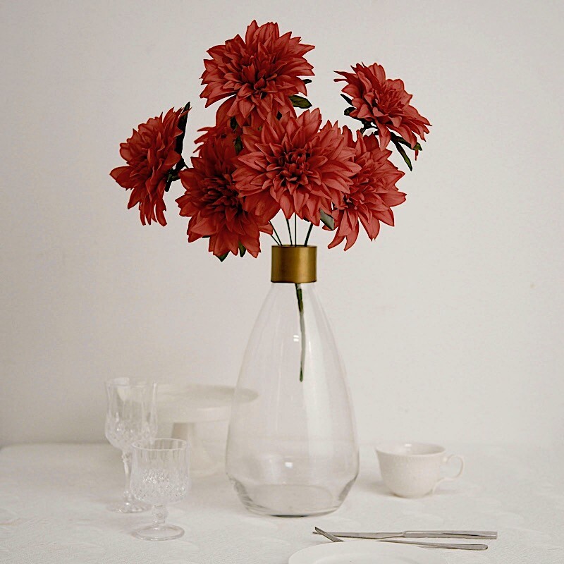 2 DUSTY ROSE 20″ Artificial Dahlia SILK FLOWER BUSHES Wedding Party Decorations