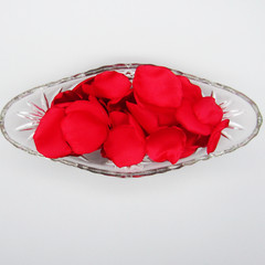 50 Red & Gold Satin Flower Petals For Wedding Decor
