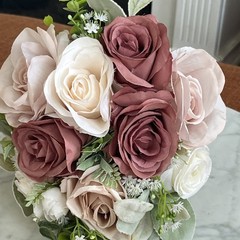 Bridal Bouquet 11” Wedding Bouquet Pink Mauve White Spring Summer