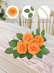 Artificial Rose Flowers Real Touch Fake Flowers with Stem 30PCS Orange-1