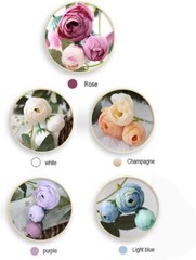3 Silk-5 ft Artificial Variegated Rose Flowers Garlands Vines, Pink Camellia