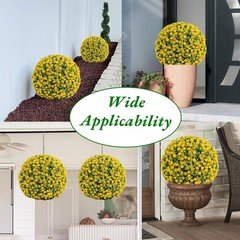 2-Pack Artificial Flower Ball Topiary,UV Resistant, Wedding Garden Decor, Yellow