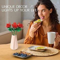 Artistic 3-Flower Rose Building Set with LED Lights – Gift for Her & Loved Ones