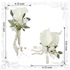 Versatile White Calla Lily Corsage and Boutonniere Set for All Special Occasions