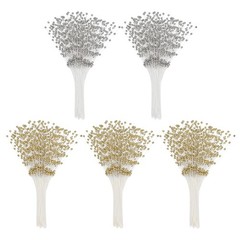 1 Set 4mm Pearl String Bouquet Pearl Stick Stems Garland Spray, Gold/Silver