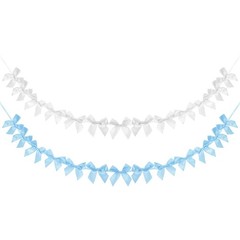 2 String of 13 PCS Sky Blue/White Bow Garland Banner Decoration Party Bow