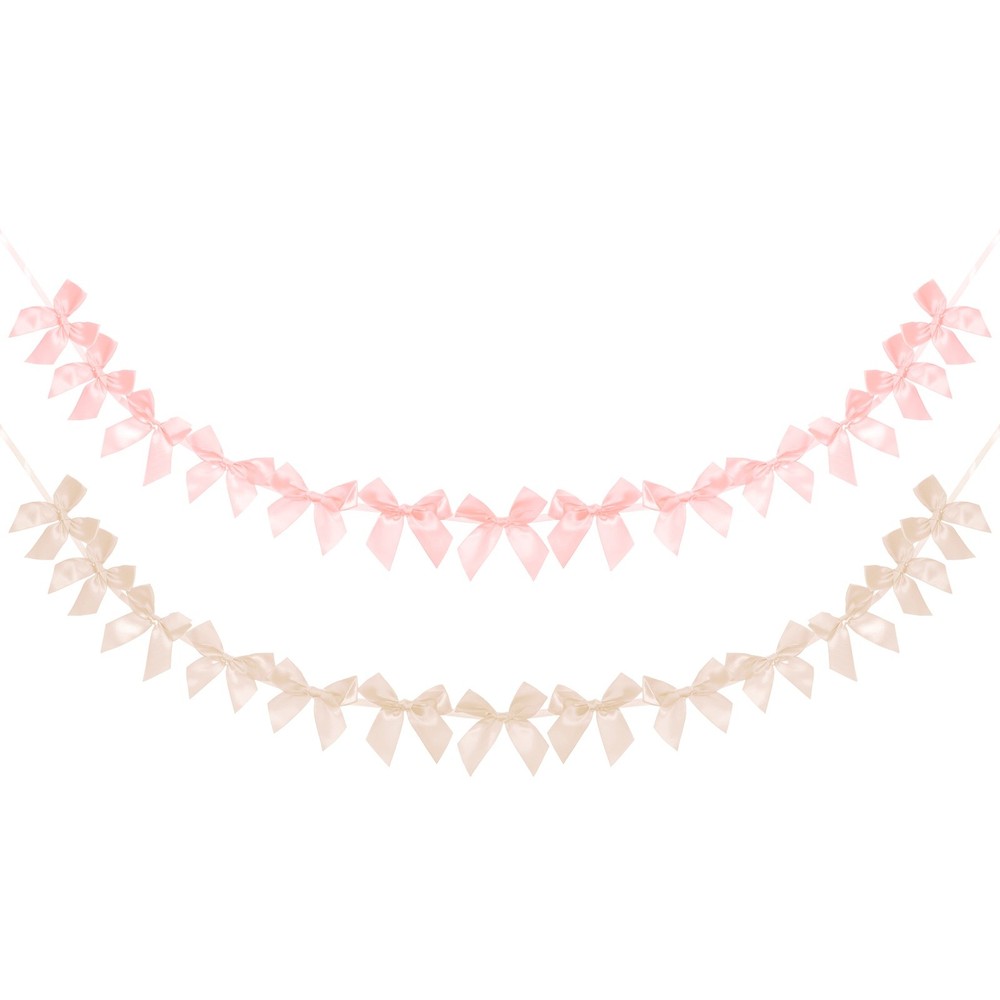 2 String of 13 PCS Light Pink/Champagne Bow Garland Banner Decoration Party Bow