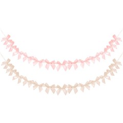 2 String of 13 PCS Light Pink/Champagne Bow Garland Banner Decoration Party Bow