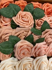 25-50 Pcs Foam Artificial Rose Heads Flowers W/Stem Wedding Bride Bouquet Decors