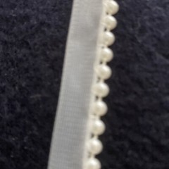 WHITE BRIDAL TRIM PEARLS ON DOUBLE TULLE SOLD BY YARD BD 13