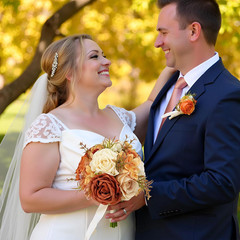 Burnt Orange Rose Bridal Bouquets Set of 5 for Autumn Weddings & Events