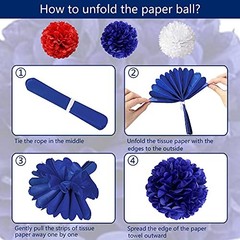 4th of July Patriotic Party Decorations 27 PCS Set, 6 Paper Fan, 6 Flower