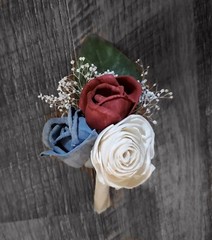 Burgundy Dusty Blue Bridal Bouquet Sola Wood Hydrangea Bridesmaid Wedding Flower