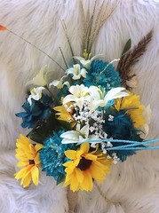 Wedding pkg. Bridal Bouquet MOH Bridesmaid with Reception and Arbor #65 Pieces