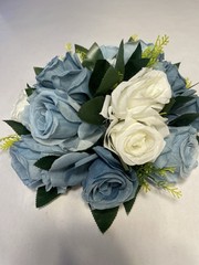 Bouquet Centerpiece Silk Flower Ball-WHITE/BLUE- Event Decor Wedding LOT OF TWO