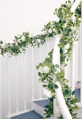 5.91FT Artificial Eucalyptus Garland with Flowers, Fake Rose 2PCS Ivory White