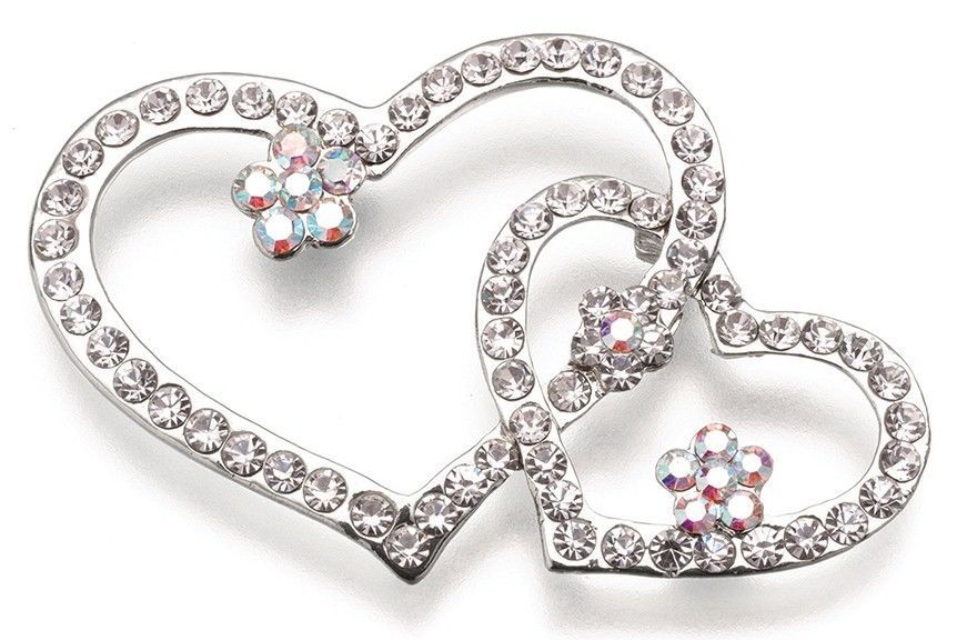 Set of 2 10″ Long Wedding Bouquet Picks – Double Heart or Butterfly