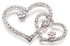 Set of 2 10″ Long Wedding Bouquet Picks – Double Heart or Butterfly