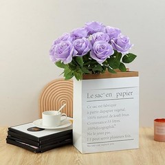 12pcs Roses Artificial Flowers Fake Roses Silk Flowers Roses Light Lavender