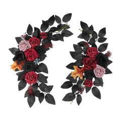 2 Pieces Halloween Wedding Arch Flowers Garland Versatile Gothic Artificial