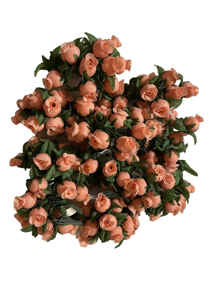 Vintage Poly Silk Rose Buds Flower Wire Stem Bouquet Wedding Crafts Hats Dolls