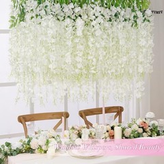 40 Pack Wisteria Hanging Flowers, Fake Flowers for Decoration, 40 Pcs White