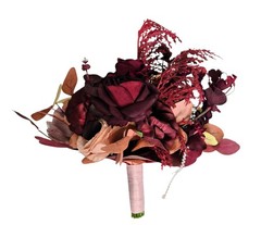 Ling’s Moment 11″ Black and Dusty Rose Wedding Bouquets for Bride – NO RIBBON