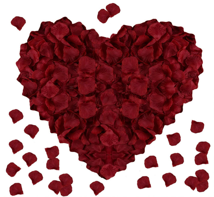 1000PCS Wine Red Fake Rose Petals for Romantic Night Romantic Festive Atmosphere