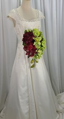 Wine and Green Teardrop Faux Silk Wedding Bouquet