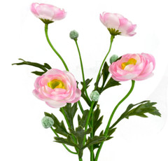 21″ Ranunculus Spray, 4 Heads, Artificial Silk Wedding Flowers Fake Faux Stems