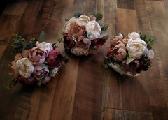 Mauve Pink Burgundy Cascade Sola Wood Bridal Bouquet Artificial Wedding Flowers